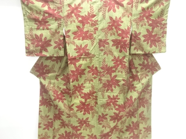 JAPANESE KIMONO / TSUMUGI / WOVEN FLOWER